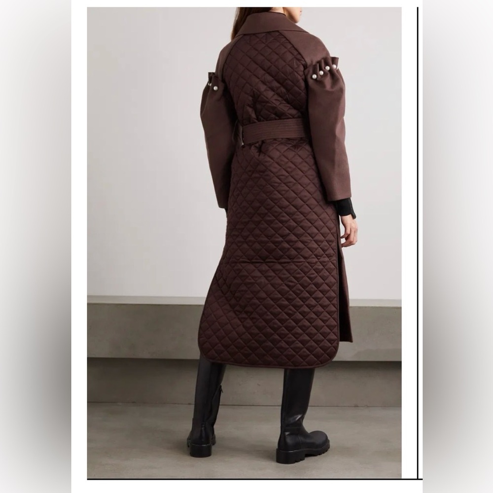 MOTHER OF PEARL LEXI PEARL EMBELLISHED BELTED PANELED WOOL - BLEND COAT SZ S - Picture 3 of 7